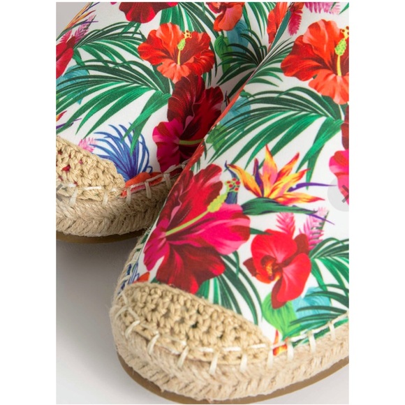 PARADISE FLORAL ESPADRILLE MULE SLIDE SLIP ON FLAT - Picture 4 of 8